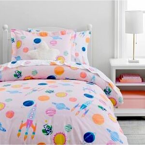 Glow in the Dark pink Space Sheet Set, Duvet Cover, and Shams Pottery Barn Kids